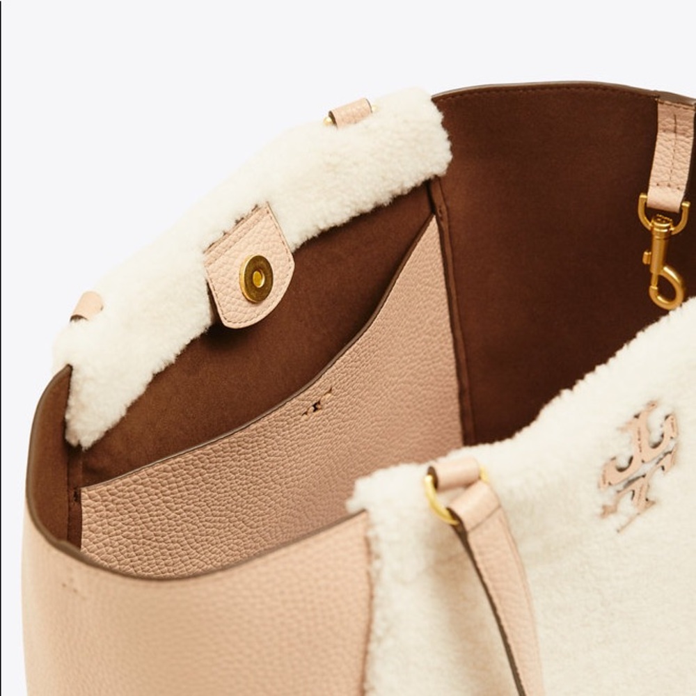 Tory Burch McGraw Shearling carryall NEW - Picture 6 of 12